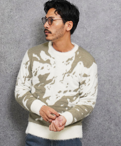 シャギーニット | あったか 柔らか メンズニット メンズセーター ニットセーター おしゃれ レディース 秋 秋服 冬 冬服 クルーネック シャギー ブラック グレー ホワイト ベージュ